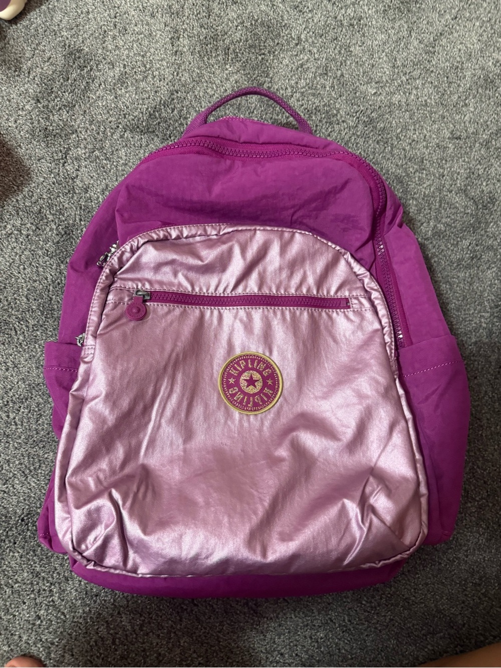 Kipling Metallic Rose Pink & Magenta Backpack
